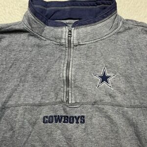 VTG Logo Athletic Sweatshirt Mens M Gray Dallas Cowboys Quarter Zip Pullover NFC